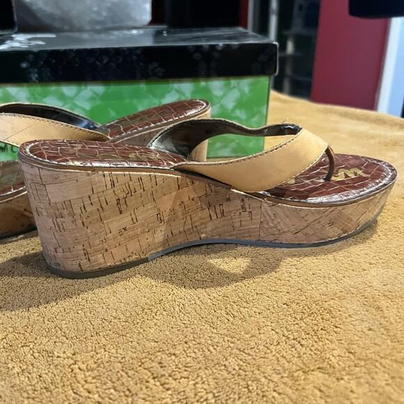 SAM Edelman Romy Cork and Leather Wedge/Platform Sandals size 7.5 - Picture 7 of 12